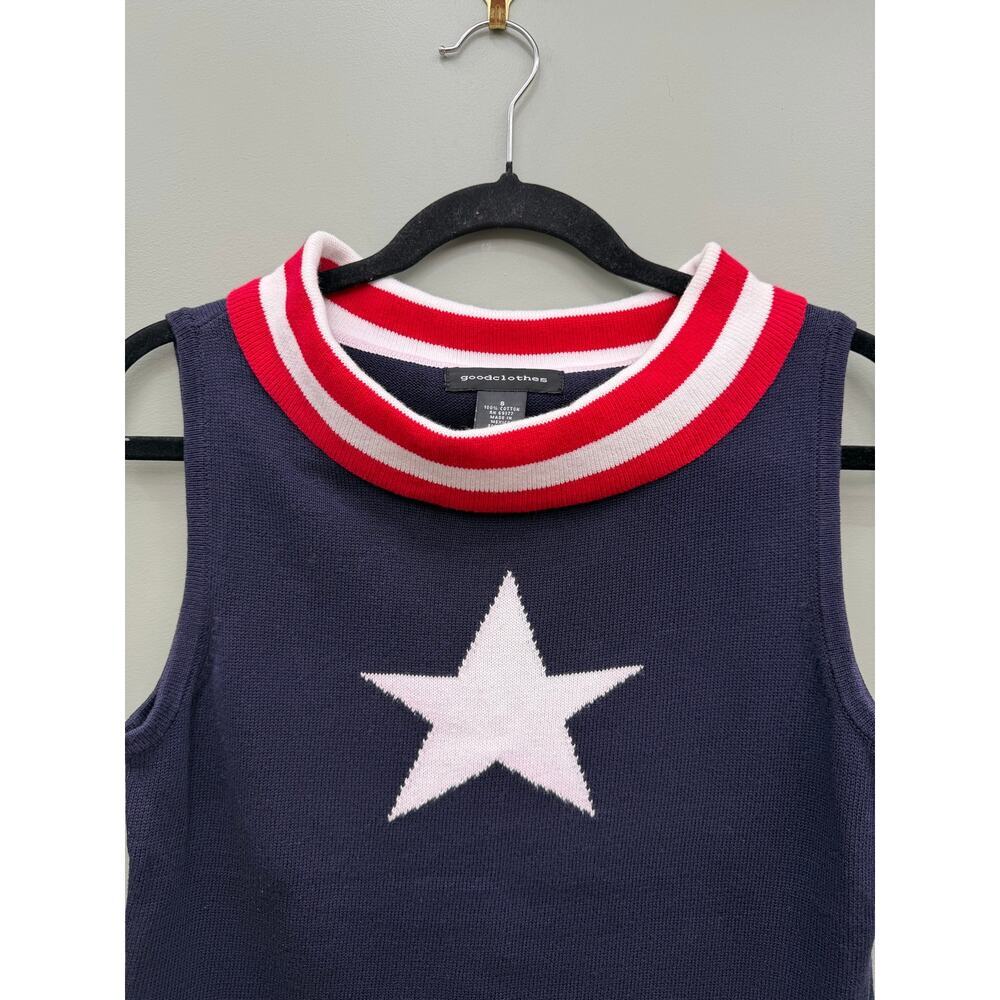 Goodclothes USA Star Sweater Tank Navy Red Patriotic Small - Picture 2 of 4